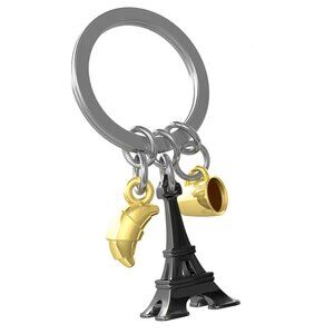 Metalmorphose 3D EIFFEL TOWER KEYCHAIN (COFFEE & CROISSANT)